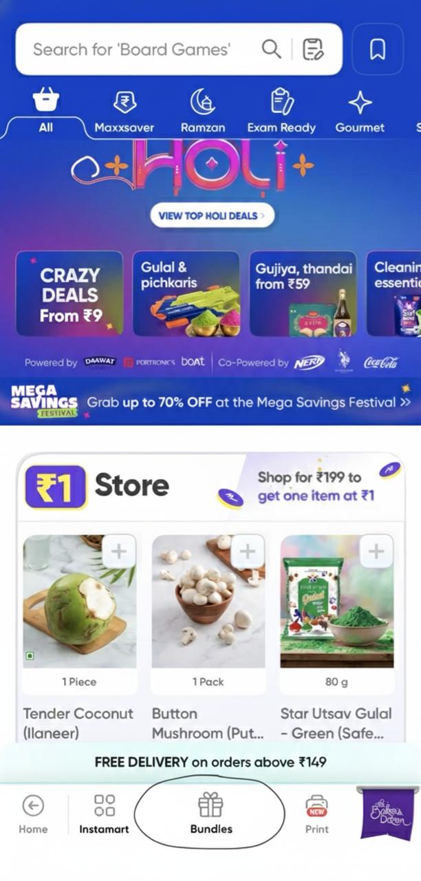 Swiggy Instamart Bundles UI